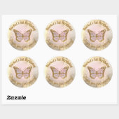 Rosa Schmetterling danke für das Kommen Runder Aufkleber (Blatt)