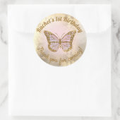 Rosa Schmetterling danke für das Kommen Runder Aufkleber (Tasche)