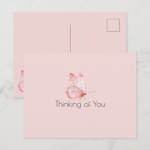 Rosa Schmetterling denkt an Sie Postkarte