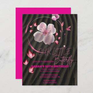 Rosa Schmetterling Einladung zum Geburtstag, Schme