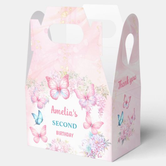 Rosa Schmetterling Floral Sommer Mädchen Geburtsta Geschenkschachtel (Geöffnet)