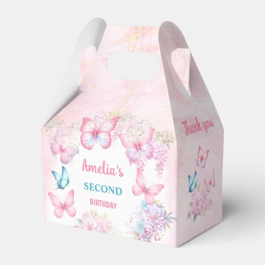 Rosa Schmetterling Floral Sommer Mädchen Geburtsta Geschenkschachtel (Vorderseite)