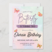 Rosa Schmetterling Geburtstag Einladung (Vorderseite)