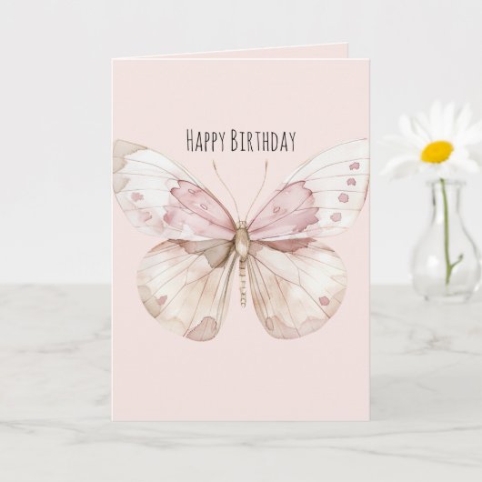 Rosa Schmetterling Geburtstag Karte (Kleine Pflanze)