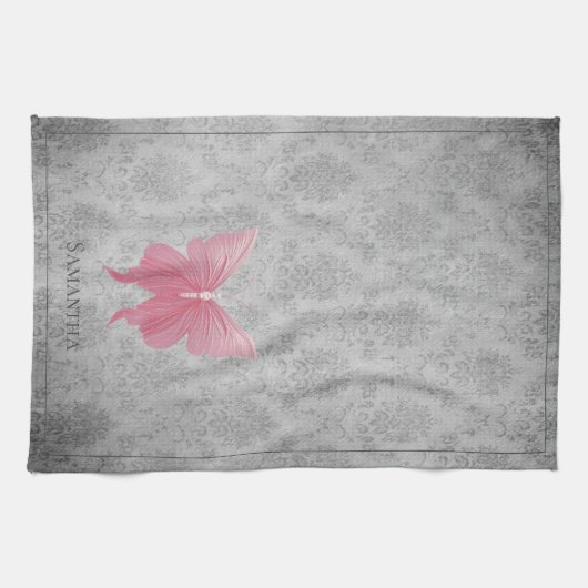 Rosa Schmetterling Geschirrtuch (Horizontal)