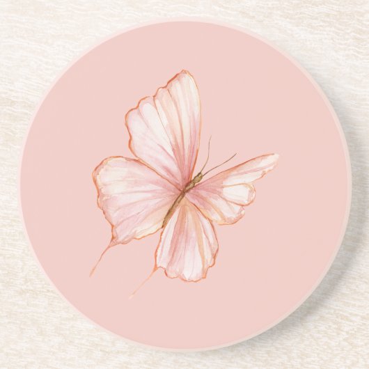 Rosa Schmetterling Getränkeuntersetzer (Vorne)