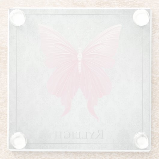 Rosa Schmetterling Glasuntersetzer (Rückseite)