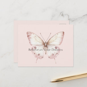 Rosa Schmetterling Glaub an Träume Postkarte