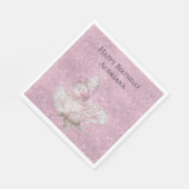 Rosa Schmetterling Glitzernder Geburtstag Serviette (Ecke)