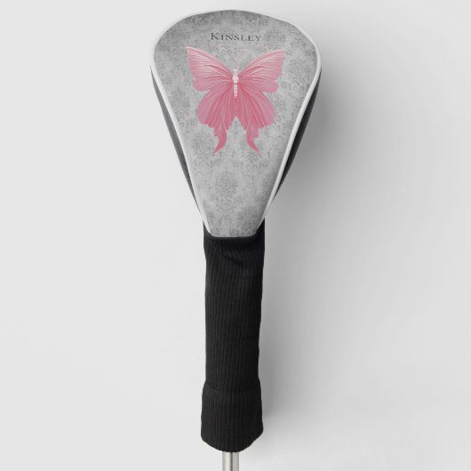 Rosa Schmetterling Golf Headcover (Vorderseite)