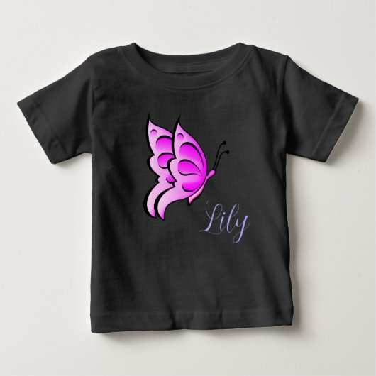 Rosa Schmetterling - Ihr Name für Ihr Baby Baby T-shirt (Vorderseite)