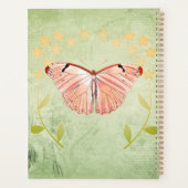 Rosa Schmetterling im Hintergrund der grünen Blüte Planer (Rückseite)