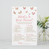 Rosa Schmetterling in Ihrem Telefon Baby Duschgame Briefpapier (Stehend Vorderseite)