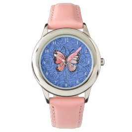 Rosa Schmetterling in Rose Schenken Armbanduhr