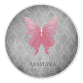 Rosa Schmetterling Keramikknauf (Vorderseite)