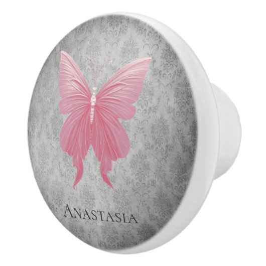 Rosa Schmetterling Keramikknauf (Rechts)