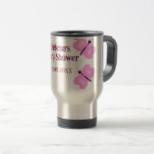 Rosa Schmetterling Kinderdusche Wasserfarbe Name Reisebecher (VorderseiteRechts)