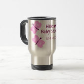 Rosa Schmetterling Kinderdusche Wasserfarbe Name Reisebecher (Vorderseite Links)