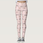 Rosa Schmetterling Leggings mit individuellem Name (Vorderseite)