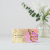 Rosa Schmetterling-Logo Visitenkarte (Stehend Vorderseite)