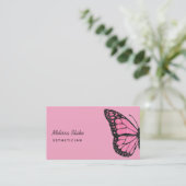 Rosa Schmetterling-Logo Visitenkarte (Stehend Vorderseite)