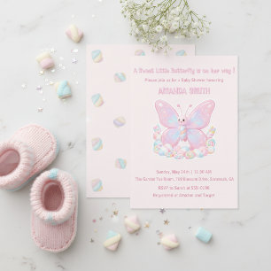 Rosa Schmetterling Mädchen Baby Shower  Einladung