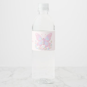 Rosa Schmetterling Mädchen Baby Shower Wasser Wasserflaschenetikett