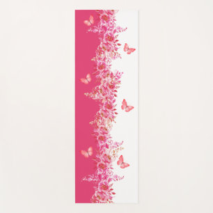 Rosa Schmetterling mit Blumenmuster Yogamatte