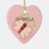 Rosa Schmetterling mit Namensherzen Keramikornament (Rechts)