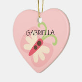 Rosa Schmetterling mit Namensherzen Keramikornament (Links)