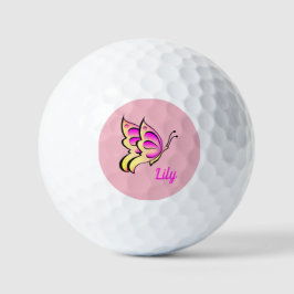Rosa Schmetterling - Name hinzufügen Golfball