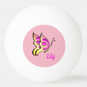 Rosa Schmetterling - Name hinzufügen Tischtennisball (Vorderseite)