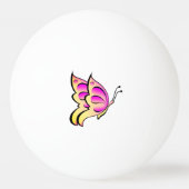 Rosa Schmetterling - Name hinzufügen Tischtennisball (Rückseite)