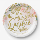 Rosa Schmetterling Party Pappteller (Vorderseite)