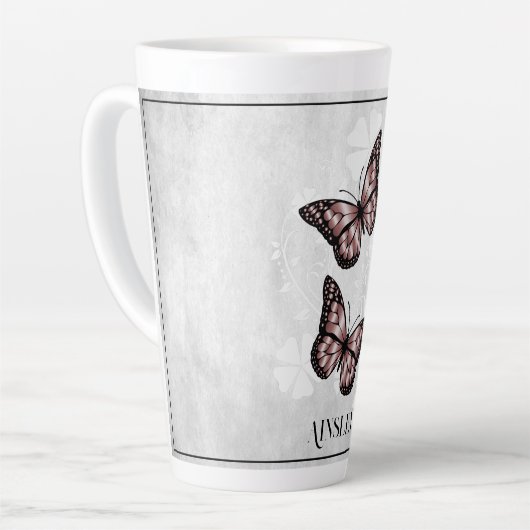 Rosa Schmetterling Personalisiert Latte Tasse (Linke Ecke)
