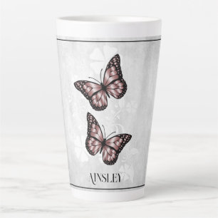 Rosa Schmetterling Personalisiert Latte Tasse