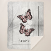 Rosa Schmetterling Personalisierter Sherpa Blankon Sherpadecke (Vorderseite)