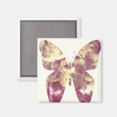 Rosa Schmetterling Quadrat Magnet (Vorderseite/Rückseite)