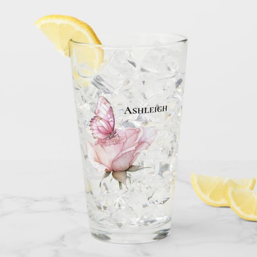 Rosa Schmetterling Rosa Hauch Glas (Vorderseite Ice)