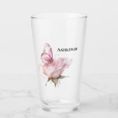 Rosa Schmetterling Rosa Hauch Glas (Vorderseite)