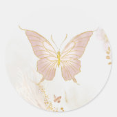Rosa Schmetterling Runder Aufkleber (Vorderseite)