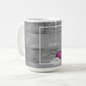 Rosa Schmetterling Rustikale Personalisierte Kaffe Kaffeetasse (Vorderseite Links)