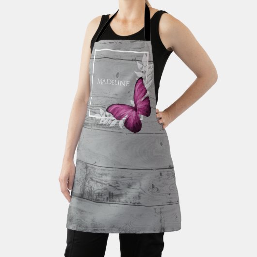 Rosa Schmetterling Rustikale Personalisierte Schür Schürze (InSitu)
