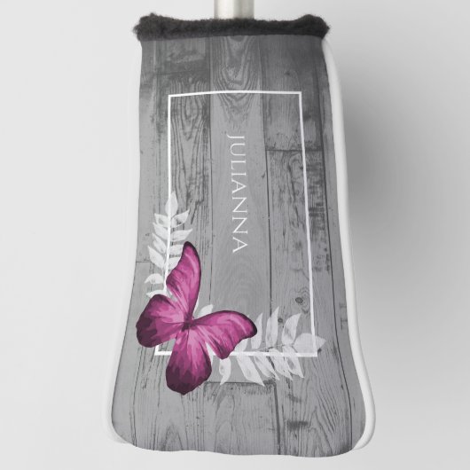 Rosa Schmetterling Rustikaler Golf Head Cover Golf Headcover (Rotieren 90)