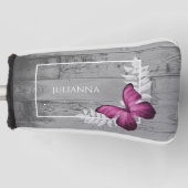 Rosa Schmetterling Rustikaler Golf Head Cover Headcover (Vorderseite)