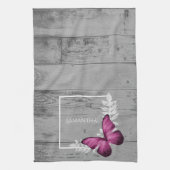 Rosa Schmetterling Rustikales Küchentuch (Vertikal)