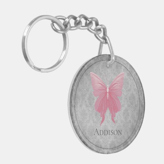 Rosa Schmetterling Schlüsselanhänger (Vorderseite links)