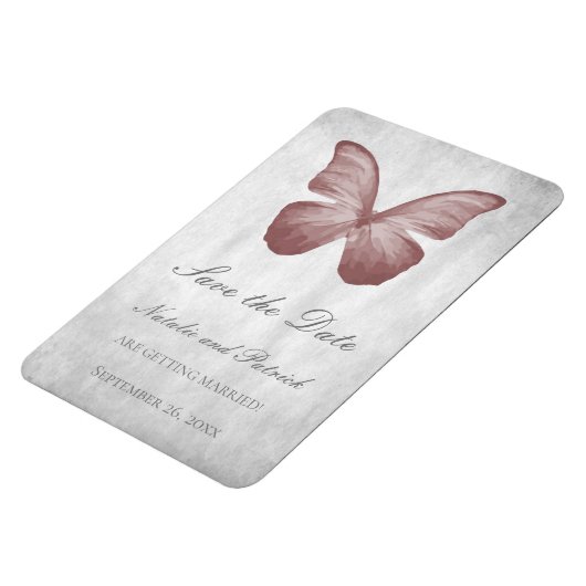 Rosa Schmetterling Speichern Sie das Datum-Magnet Magnet (Linke Seite)