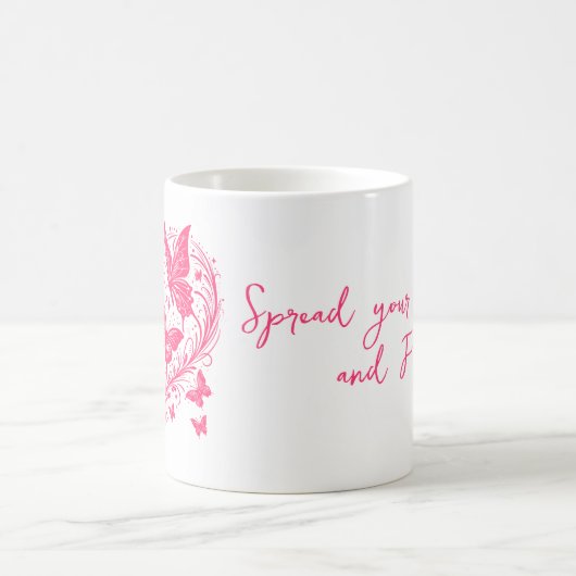 Rosa Schmetterling Spread Your Flügel und Fliegen Kaffeetasse (Mittel)