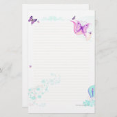 Rosa Schmetterling stationär Briefpapier (Vorne/Hinten)